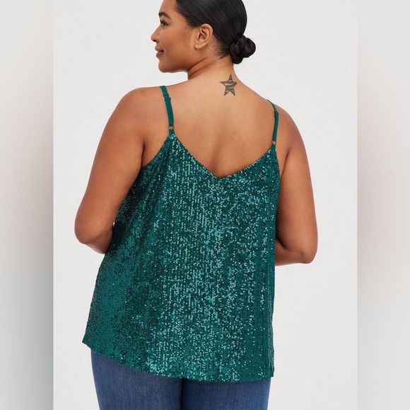 torrid Sophie Sequin Swing Cami Emerald Green Top - Picture 2 of 8
